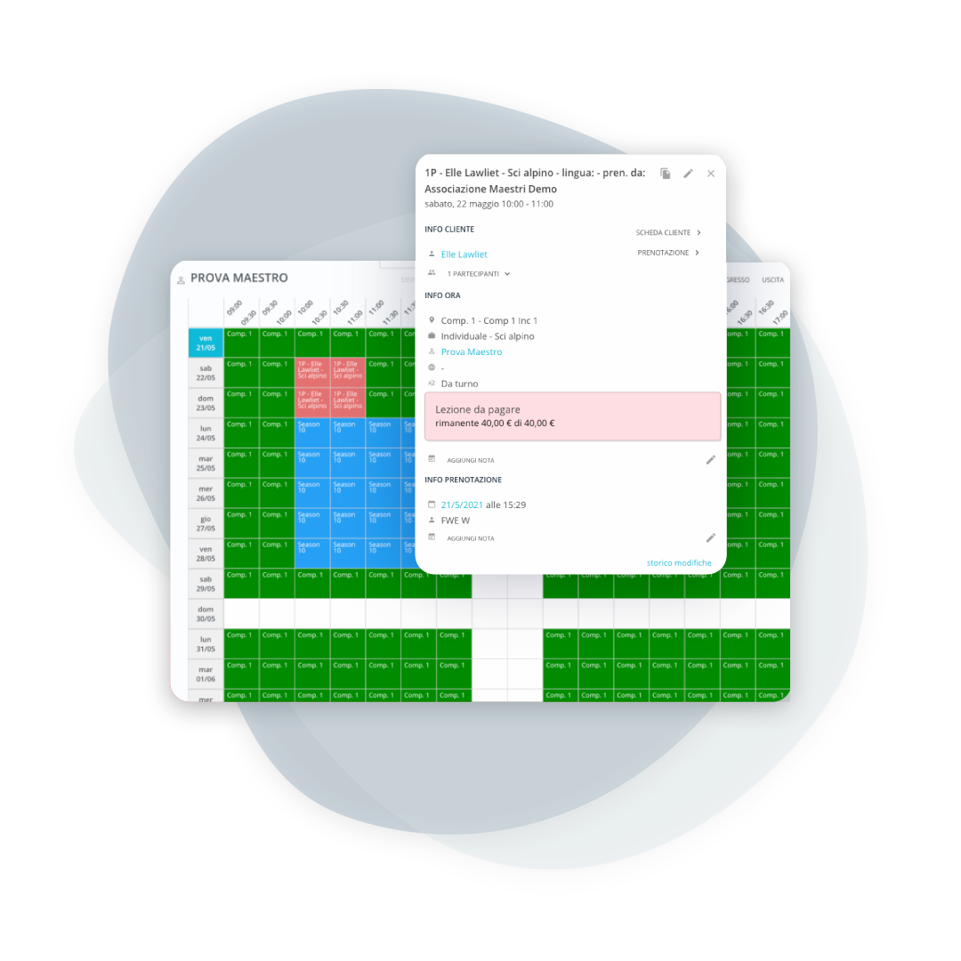 Modifica lezioni nel tabellone